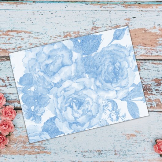 Papier Mousseline Roses d'aquarelle bleu