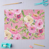 Papier Mousseline Roses d'aquarelle en Parties scintillant rose et c (Artisanat)