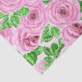 Papier Mousseline Roses d'aquarelle rose avec feuilles et bourgeons  (Détail)