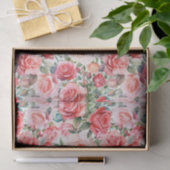 Papier Mousseline Roses d'aquarelle rose romantique (Cadeau)