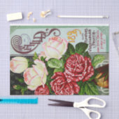 Papier Mousseline Roses de 1899 Antique Print Tissue Paper (Artisanat)
