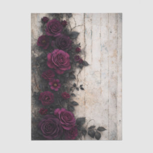 Papier Mousseline Roses de Bourgogne grimpantes gothiques découpage