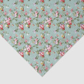 Papier Mousseline Roses de chou sur bleu pâle (Détail)