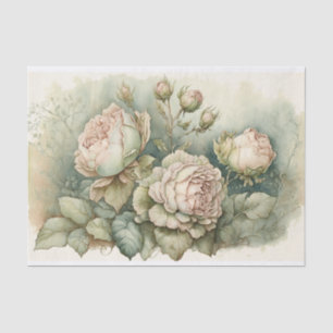 Papier Mousseline Roses de choux avec reflets verts