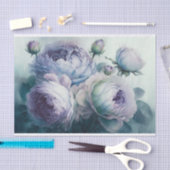 Papier Mousseline Roses de choux doux en Lavenders et Blues 1 (Artisanat)