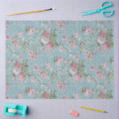 Papier Mousseline Roses de ferme rose sur Arrière - plan bleu (Artisanat)