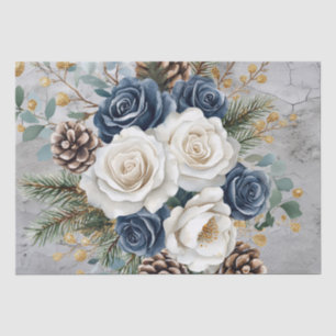 Papier Mousseline Roses de Noël bleu et blanc Arrière - plan en détr