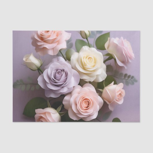 Papier Mousseline Roses Délicats Rose Blanc Et Violet (Recto)