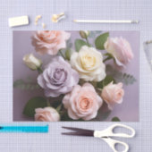 Papier Mousseline Roses Délicats Rose Blanc Et Violet (Artisanat)