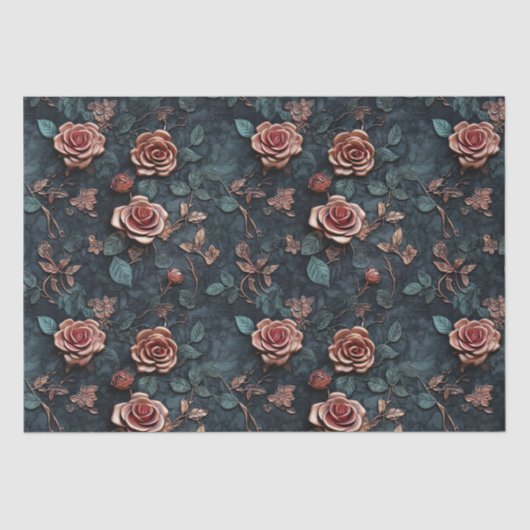 Papier Mousseline Roses d'or rose (Recto)