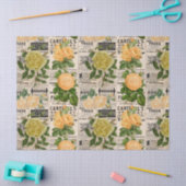 Papier Mousseline Roses d'orange et d'olive sur papier journal Vinta (Artisanat)