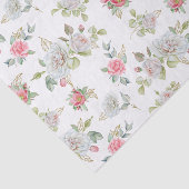 Papier Mousseline Roses élégants avec Feuilles gravés or (Détail)