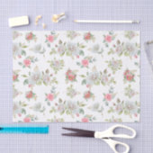 Papier Mousseline Roses élégants avec Feuilles gravés or (Artisanat)