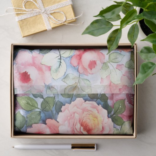 Papier Mousseline Roses en fleurs (Cadeau)