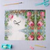 PAPIER MOUSSELINE ROSES ET JASMINES PAPIER DE TISSU MONOGRAMME FLORA (Artisanat)