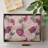 Papier Mousseline Roses et libellules (conception 4) (Cadeau)