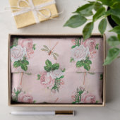 Papier Mousseline Roses et libellules (modèle 2) (Cadeau)