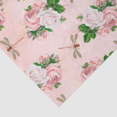 Papier Mousseline Roses et libellules (modèle 2) (Détail)