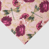 Papier Mousseline Roses et libellules (modèle 4) (Détail)