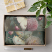 Papier Mousseline Roses et papillons (Cadeau)
