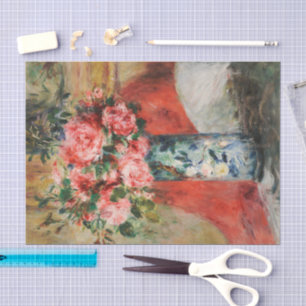 Papier Mousseline Roses et pivoines dans un vase Renoir