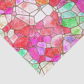 Papier Mousseline Roses et Rouges Mosaïque Vitrage de verre décapage (Détail)