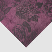Papier Mousseline Roses et script sur la page de découpage pourpre e (Détail)