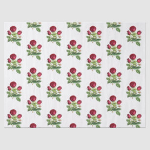 Papier Mousseline Roses Fleurs de Thé Rouge Vintage