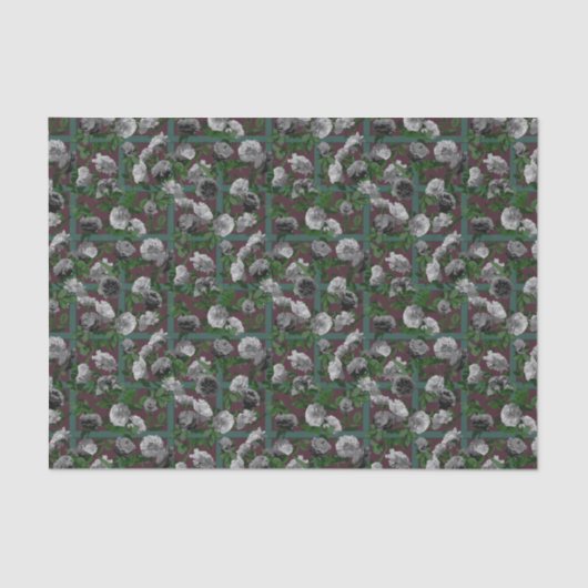 Papier Mousseline Roses floraux élégants de Bourgogne (Recto)