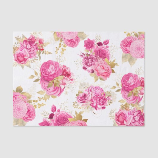 Papier Mousseline Roses floraux roses (Recto)