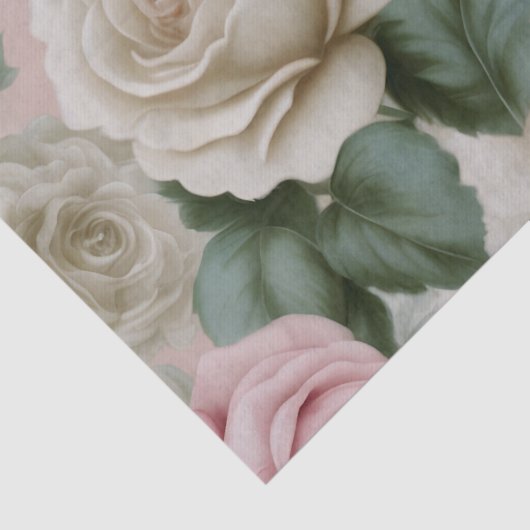 Papier Mousseline Roses géantes roses et blanches (Détail)
