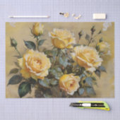 Papier Mousseline Roses jaunes Imprimer Découpage / (Artisanat)