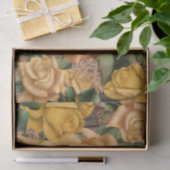 Papier Mousseline Roses Jaunes & Pays Bois Rustique Chic Chic (Cadeau)