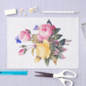 Papier Mousseline Roses Jaunes Rose Florale Classique Papillon Viole (Artisanat)