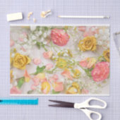 Papier Mousseline Roses Jaunes Roses Pastel (Artisanat)