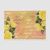 Papier Mousseline Roses Jaunes Sur Faux Gold Parties scintillant Che (Recto)