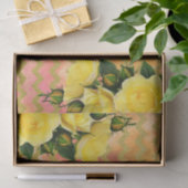 Papier Mousseline Roses Jaunes Sur Faux Gold Parties scintillant Che (Cadeau)