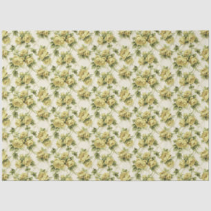 Papier Mousseline Roses Jaunes sur Trellis Motif Floral