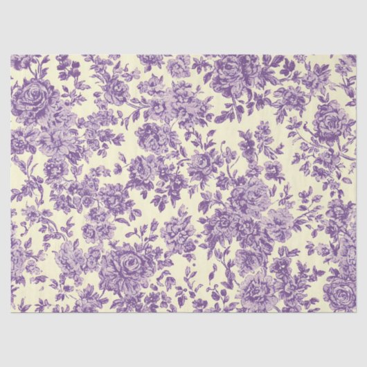 Papier Mousseline Roses Lavande (Recto)