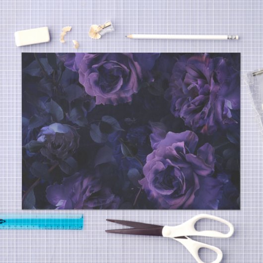 Papier Mousseline Roses mauve (Artisanat)