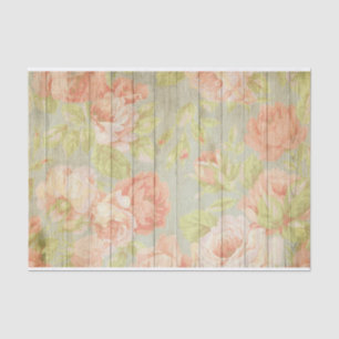 Papier Mousseline Roses peints sur les conseils en bois antiques