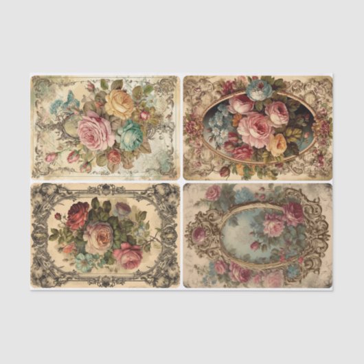 Papier Mousseline Roses Rococo (Recto)