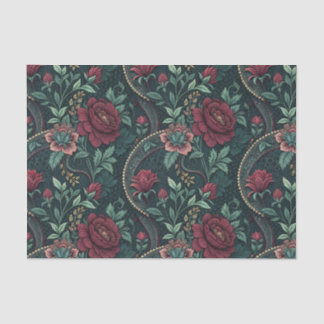 Papier Mousseline Roses Romantiques Sombres Motif Floral Gothique en