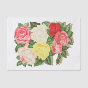 Papier Mousseline Roses Rose Blanc Jaune Rouge Fleur Floral #1