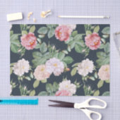Papier Mousseline Roses rose florale Papillons Feuille gris foncé (Artisanat)