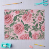 Papier Mousseline Roses roses (Artisanat)