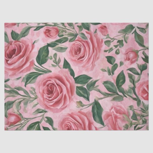 Papier Mousseline Roses roses (Recto)