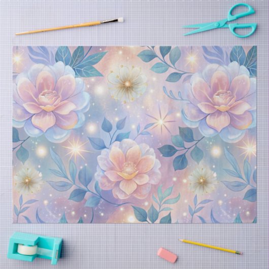 Papier Mousseline Roses roses (Artisanat)