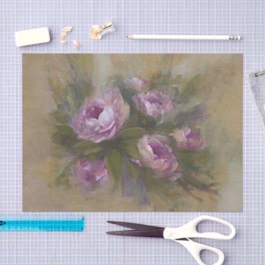 Papier Mousseline Roses roses (Artisanat)