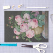 Papier Mousseline Roses roses dans un vase de Pierre Joseph (Artisanat)